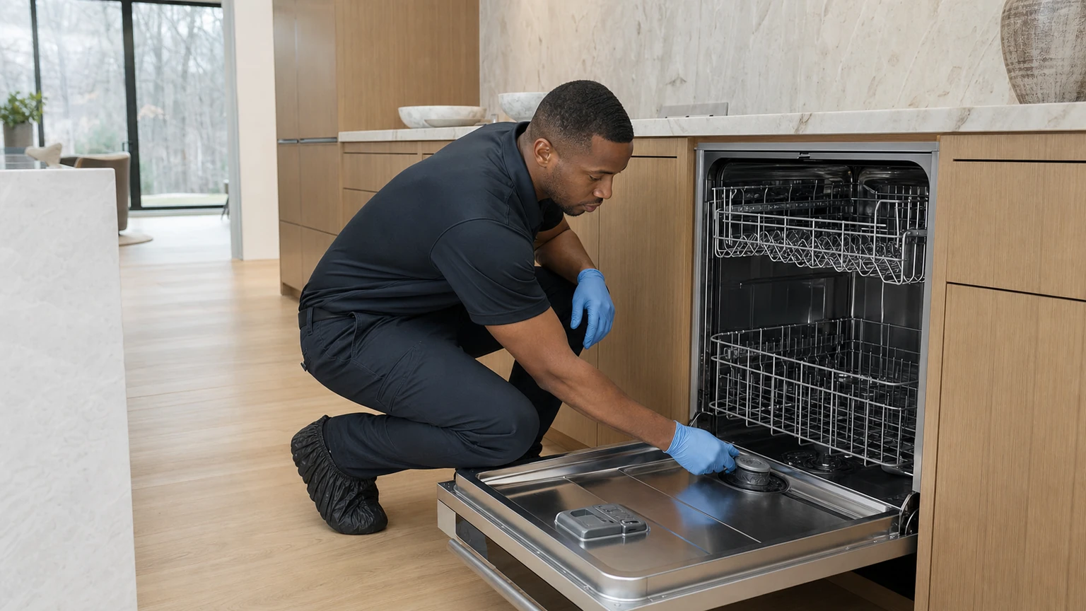 Panel-ready dishwasher diagnostic visit in North Stamford