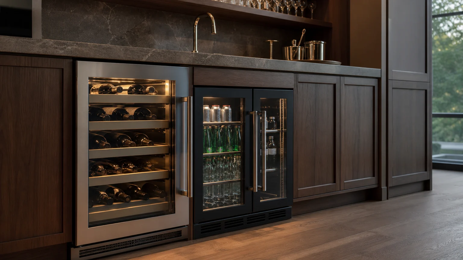 Appliance-only integrated wine and beverage refrigeration